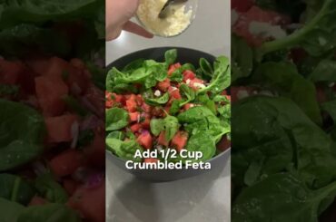 Easy healthy recipe, Watermelon & spinach salad, helps with weight loss too! #recipe #shorts