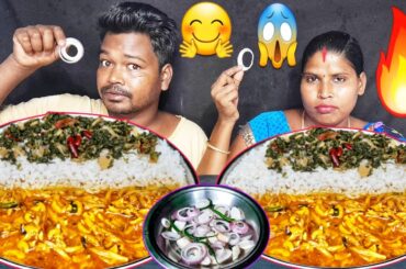 eating show | Traditional healthy food recipe | asmr mukbang salad  mushroom curry saag rice eating