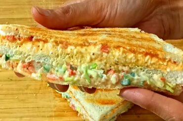10 minute eggs and vegetables healthy sandwich | bread sandwich | sandwich
