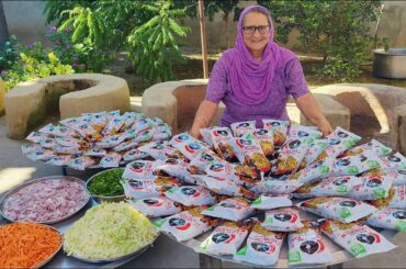 100 Packets of Chowmein Noodles Cooked By Granny | Hakka Noodle Recipe | Veg Village Food