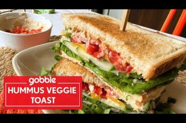 Hummus Veggie Toast Recipe | Veg Hummus Sandwich | Sandwich Recipe  | Hummus | Quick Snacks | Gobble