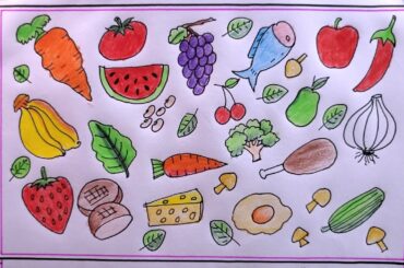 How to Draw Healthy Food Step by Step/Healthy Food Drawing Easy
