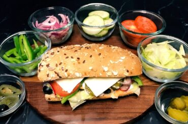 Subway sandwich recipe | subway veggie delight sandwich recipe | multigrain veg sub sandwich