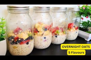 HEALTHY OVERNIGHT OATS WITH BLUEBERRIES+ OTHER 4 FLAVORS!PERFECT FOR BREAKFAST & BACK-TO-SCHOOL MEAL