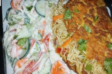 Maggi Omelette Recipe||Noodles Omelette with healthy Salad Recipe By The Skilled