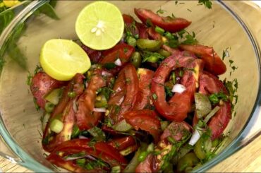 salad recipes Delicious and healthy salad with pickled cucumber, tomato and dill