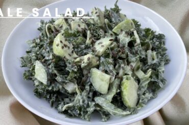 Healthy Kale Salad with Creamy Tahini Dressing Recipe |  Best Kale Salad Ever