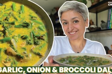 GARLIC ONION BROCCOLI LENTILS | Wholesome healthy vegan dal recipe | Food with Chetna