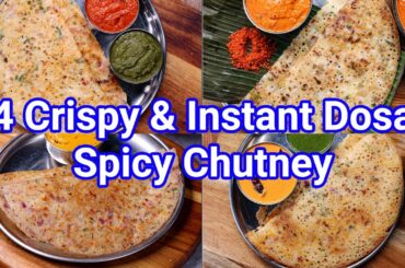 4 Instant & Healthy Breakfast Dosa Recipes in 10 Minutes | Crisp & Tasty Dosa Recipes