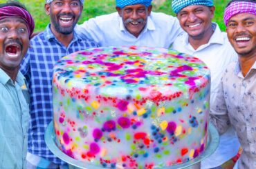 FRUIT JELLY CAKE | Colorful Healthy Fruit Jelly Cake Recipe Making in Village | Agar Agar Jelly