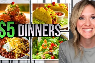 $5 DINNERS | FIVE Quick & Easy Cheap Dinner Recipes Made EASY! | Frugal Fit Mom