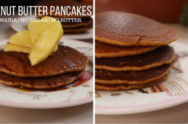 Peanut Butter Pancakes | Healthy Snack recipe | No maida No sugar No butter