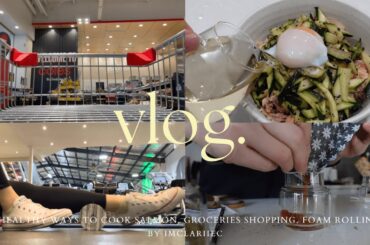 vlog | 3 healthy salmon recipes, what I eat in a weekend, groceries shopping, spices organisation