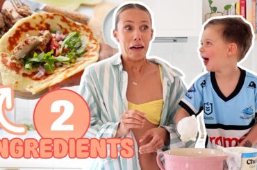 Make dinner with us! Easy & HEALTHY 2 ingredient flat bread kids fave