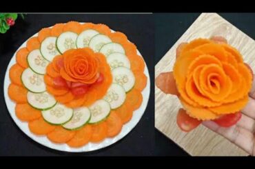 Super Salad Decoration Idea! Best Salad Plate Decoration With Cucumber,Carrot and Tomato! Salad Art