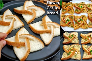 Flower Cheese Garlic Bread | New Snacks Recipes | Garlic Bread Recipe | Bread Snacks | New Recipe