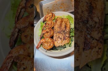 #salad #salmon #shrimp #healthy #food #healthyfood #asmr #seafood #fish #hummus #lentils #yum #fyp