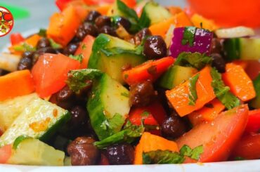 High Protein Black Chickpea Salad (Plant-based) | Healthy Salad Recipe for Vegetarian and Vegan Diet