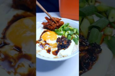 Who said oatmeal had to be sweet? | Savory Oatmeal Egg Congee #shorts