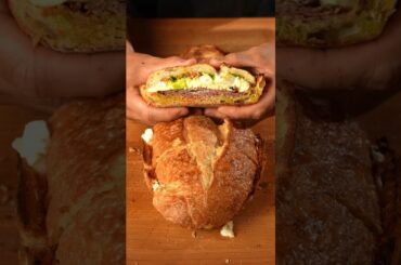 Loaded salami BOAT w/ tomato butter and basil oil