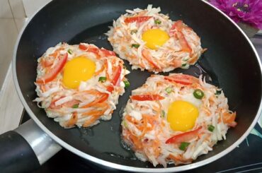 Just Add Egg With Cabbage, Carrot and Tomato Its So Delicious / Healthy Breakfast Recipe / Snacks