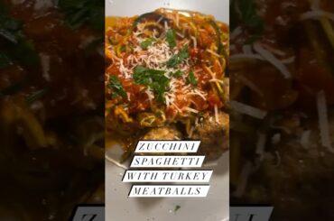 Zucchini Spaghetti with Turkey Meatballs! (Healthy Meal Option)