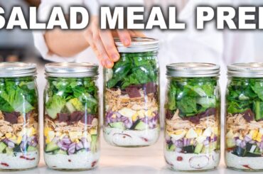 MASON JAR COBB SALADS | High Protein Lunch Meal Prep Ideas for Salad Recipes!