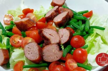 Healthy salad with spicy sausage   #easyrecipe #healthyliving