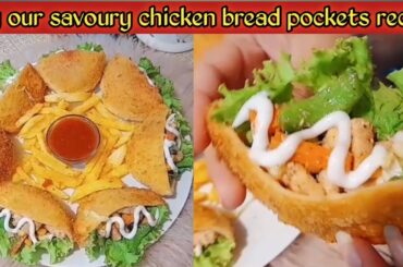 Yummy chicken bread pockets recipe|easy snacks recipes|How to make yummy chicken bread pockets