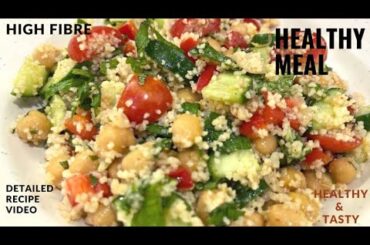 Healthy Vegetarian/ Vegan Salad For Breakfast/Lunch/Dinner|Couscous Chickpea Recipe| Couscous Salad