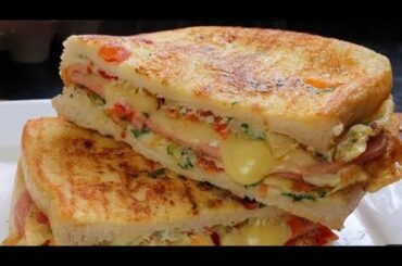 BREAKFAST RECIPE |10 MIN.CHEESE BREAD OMELETTE | BREAD EGG SANDWICH | QUICK & DELICIOUS BREAKFAST