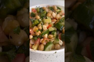 Super tasty and healthy chickpea kabuli chana salad with goat cheese