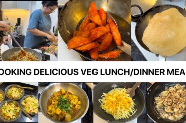 Cooking Delicious Vegeterian Meals | Lunch/Dinner Veg Meal Ideas | Pakora, Snack, Gobi Curry | Vlog