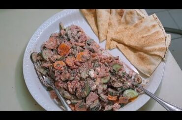 Arabian cheese salad. Lebanese peta salad.healthy salad. diet salad recipe.