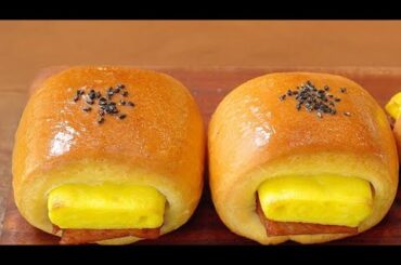Brunch Bread with ham and egg:Luncheon Meat Bun:Spam Egg Bread recipe#homemade