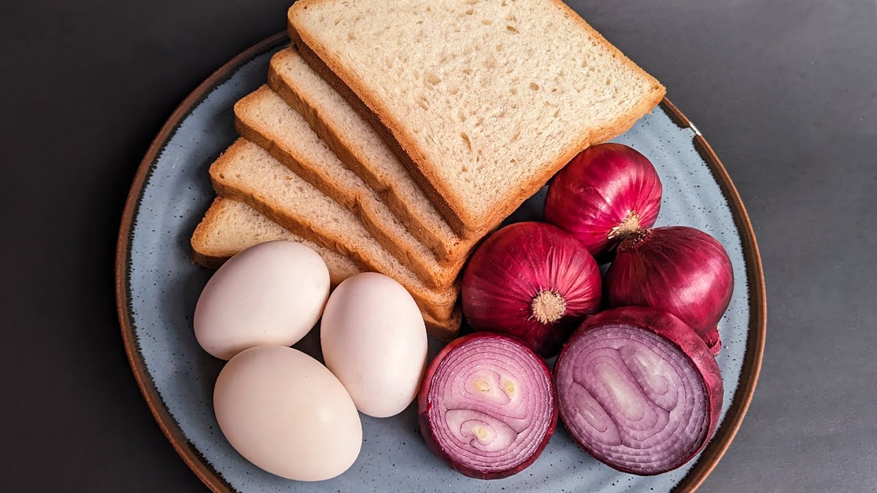 Just Add Eggs With Bread & Onion Its So Delicious / Simple Breakfast Recipe / Cheap & Tasty Snacks Just Add Eggs With Bread & Onion Its So Delicious / Simple Breakfast Recipe / Cheap & Tasty Snacks