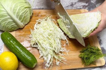 I can't stop eating this cucumber and cabbage salad. It's so fresh and crunchy!