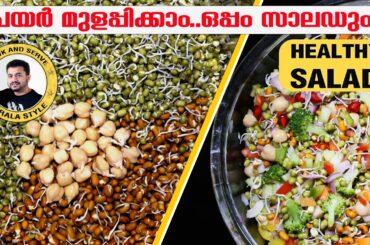 How to Make Sprouts at Home in Malayalam Healthy Salad Recipes Malayalam | Sprouts Recipe Malayalam