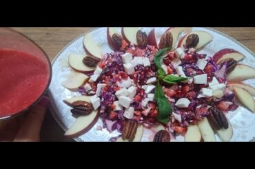 healthy dinner recipe eggs, goat cheese vegetables fruits salad to die for