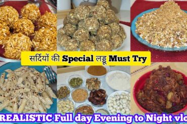 Winter Evening Routine & Healthy Recipes | Apple Halwa, Gond Laddo, Panjiri, Murmura Laddo