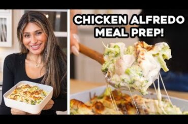 This HACK will cut your calories in HALF! Chicken Alfredo Meal Prep I High Protein & Low Carb