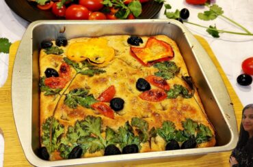 Wheat Flour Focaccia Bread l Eggless & Vegan Bread Recipe l No kneed easy Italian bread recipe l