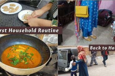 My First Household Routine after tour | Chicken kababish Handi | My Busy Lunch or Breakfast Routine