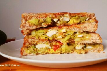 Avocado Egg Sandwich Recipe! Healthy Sandwich Recipe For Weight Loss! Avocado sandwich!Veg sandwich
