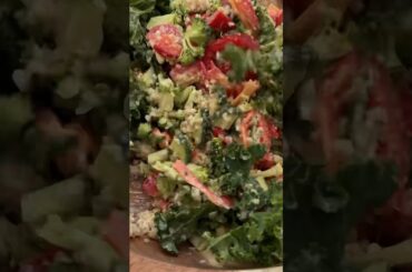 Broccoli salad with tahini dressing. Full recipe in the description