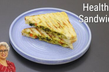 Healthy Veg Sandwich - No Cheese-No Mayo - Mushroom Sandwich Recipe For Weight Loss | Skinny Recipes