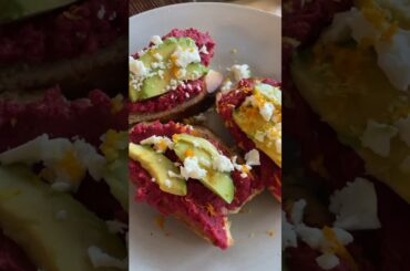 Grilled Ciabatta with Avocado on Beetroot & Chickpea Spread #poodlelove #healthy #soundofpans