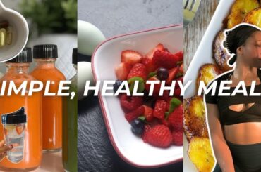 *REALISTIC* WHAT I EAT IN A DAY | simple & healthy meals, vitamins + upper body & cardio workout