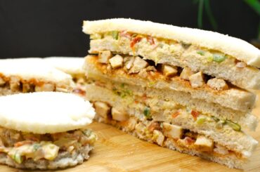 Chicken Club Sandwich Recipe | Easy and tasty snacks recipe for evening tea