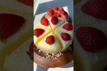 Jiggly milk cake|Coconut,strawberry cake #healthysnacks #cake #ytshorts #food #healthyfood #recipe